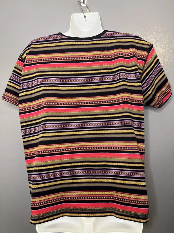 Vintage Pacer Shirt Womens Medium Multicolor Striped Crewneck Retro Tee 90s - Image 5