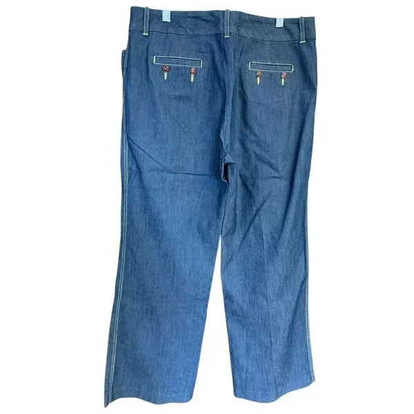 Larry Levine wide-leg, stretch-denim nautical sailor style Sz 8 - Image 3