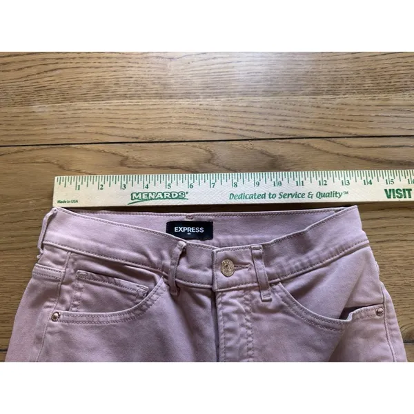 Express Skinny High Rise Pants Size 4R‎ Pink Stretch Classic City Preppy Office - Image 3