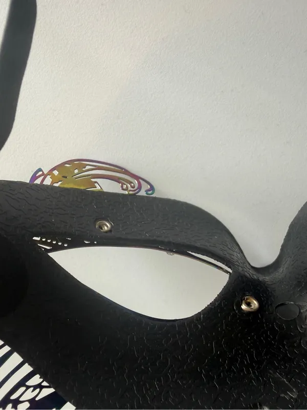 Spirit Black Venetian Peacock Masquerade Mask with Multicolor Lasercut Metal - Image 7