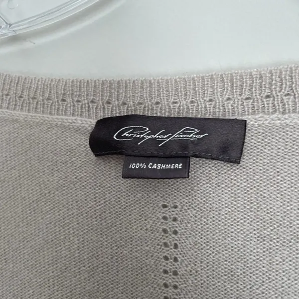 Christopher Fischer Size L Gray Short Sleeve Cashmere Top Crew Neck - Image 2