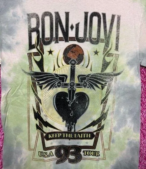 Bon Jovi Heartbreaker Keep the Faith 1993 USA Tour Arena Rock Tie Dye S - Image 2