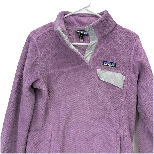 Patagonia Re Tool Verbena Purple Snap Pullover Fleece Fuzzy‎ Jacket Size MEDIUM - Image 3