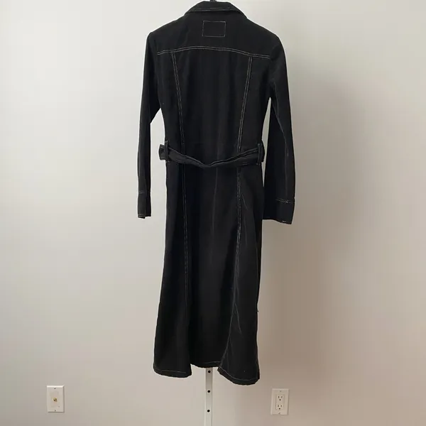 Rampage S Black Corduroy Maxi Dress Button Front Long Sleeve Belted Y2K‎ Grunge - Image 5