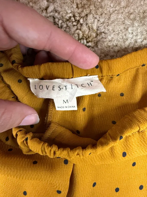 Love Stitch Mustard Ditsy Dot Wide Leg Palazzo Pants M - Image 4