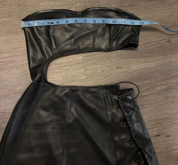 Edikted Black Leather Going Out Mini Dress - Image 8