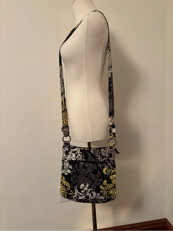 Vera Bradley Black, Cream and Yellow Floral Quilted Crossbody Bag - Image 3