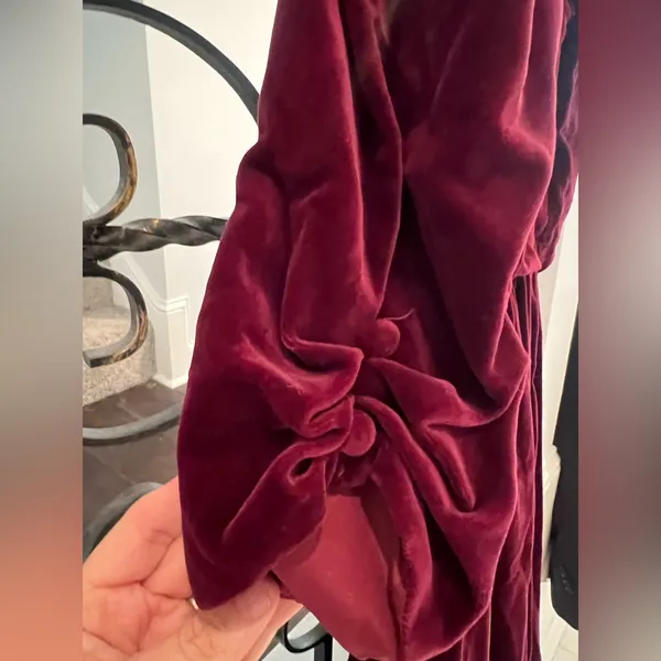 Laura Ashley Vintage Burgundy Velvet Dress 80sRomance Victorian Ralph Christmas - Image 4