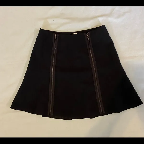 Anthropologie Leifsdottir 4 Zipped Mini Swing Skirt Black Stretch Knit Zipper - Image 3