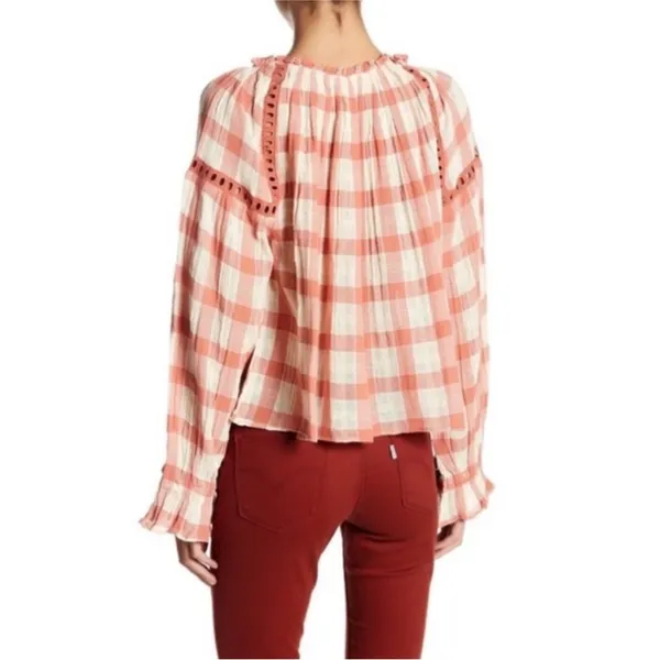 Free People Honey Grove Plaid Top Pink - Image 3