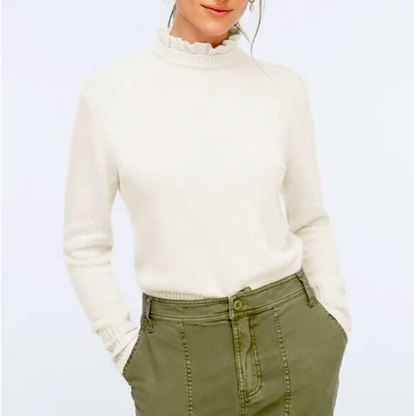J. Crew Wool Blend Ruffle Neck Sweater - Image 2