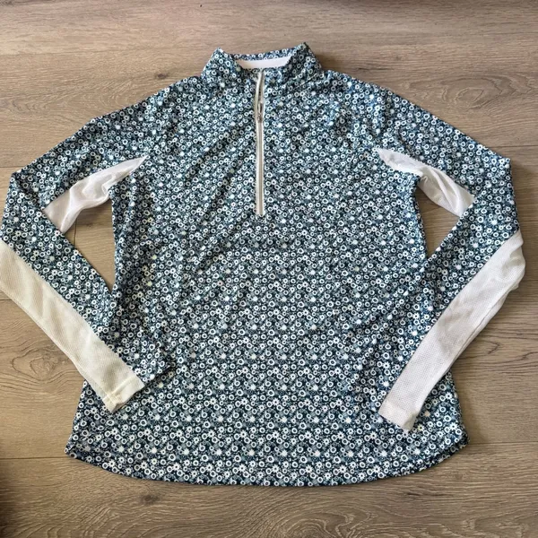 Pebble Beach Dry-Luxe Performance Womens Small Ditsy Floral Quarter Zip Pullover - Image 2