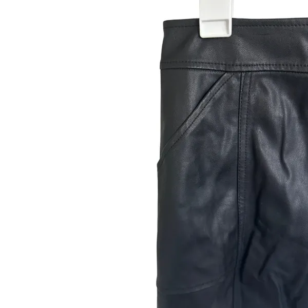 Express Faux Leather Off Center Zip Black Mini Skirt (Size 4) - Image 4