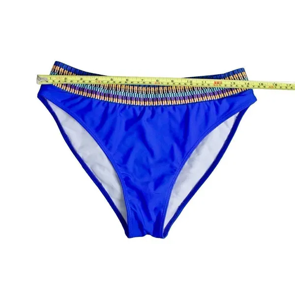 Shein High Waist Cheeky Tribal Blue Swim Bottom Swimwear LARGE Coastal‎ Bright - Image 6