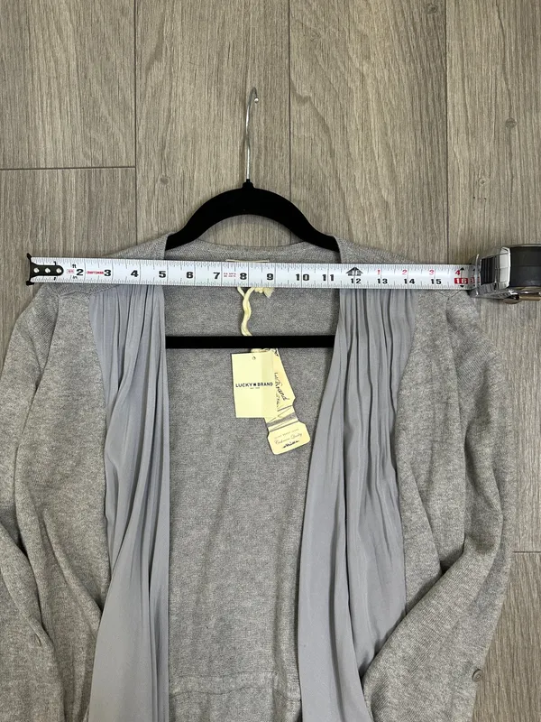 NWT Lucky Brand Boho Cardigan Grey Blue Tie Front Size S - Image 10