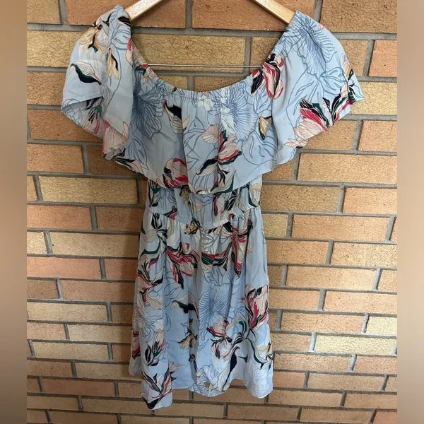 NWT Cupcakes & Cashmere Blue Potter Off Shoulder Floral Dress Women's XS - Image 3