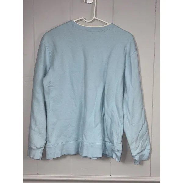 Vintage Christmas Snowman Blue Pullover Top Medium Grandmacore Winter Holiday - Image 2