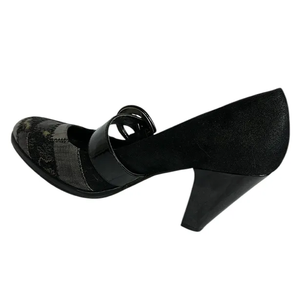 BKE Black Patent Leather Patchwork Buckle 3.5 Inch Heels Womens Shoes 8.5 - Image 3