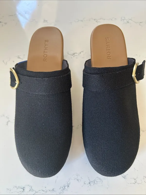 Rothy’s The Buckle Clog, Black, Size 12, New stickers in bottom. No box - Image 4