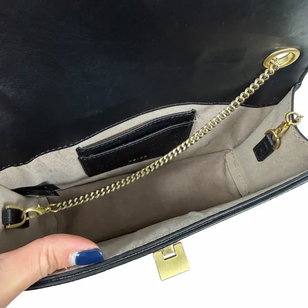 REISS Coleville Small Leather Crossbody Bag Convertible Shoulder Bag Black - Image 10