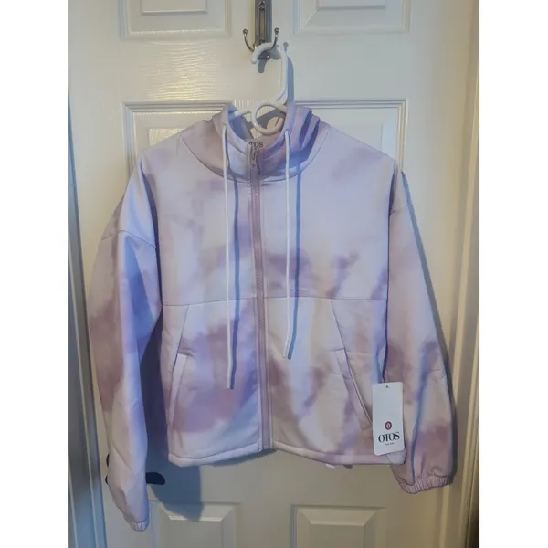 OTOS New York‎ Tie Dye Cropped Zip Hoodie Jacket Small NWT Buttery Soft Stretch - Image 2