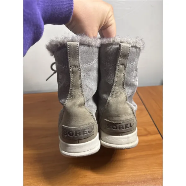 Sorel Women's Gray Suede Leather Explorer Joan Winter Boots Size 10 Lace Up - Image 3