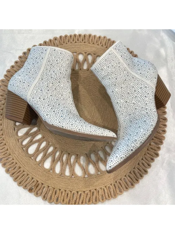 Lulus x Matisse Spirit Silver Rhinestone Pointed Toe Ankle Booties Size 7M - Image 10