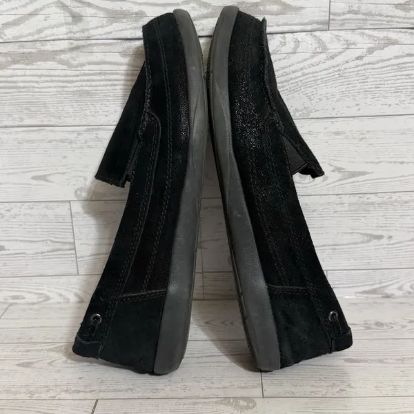 Crocs Walu Shoes‎ Women Sz 8 Shimmer Black Leather Slip On Loafers Flats 202303 - Image 6