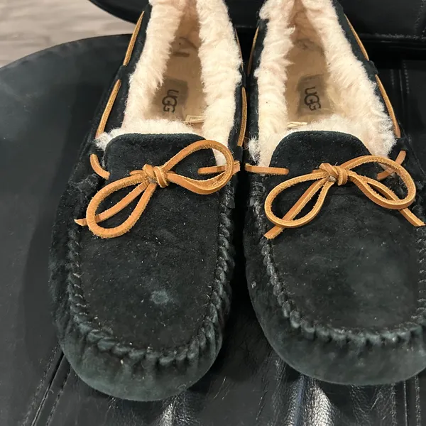 UGG Women's Black Moccasins with Tan Laces - Image 4