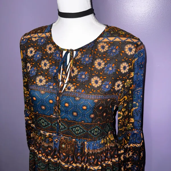 Altar’d State Bohemian Long Sleeve Floral Print Mini Dress - Image 6