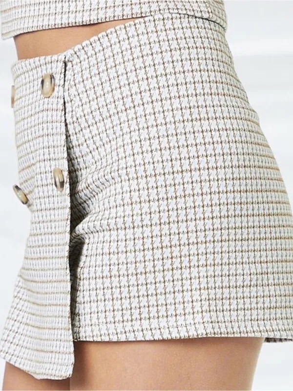 Altar’d State plaid skort size large tan blue accents preppy - Image 2