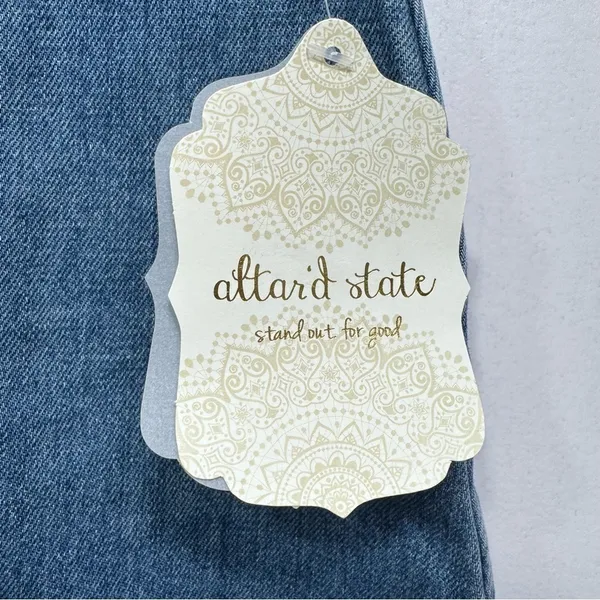Altar’d State Mini Skirt Medium Wash Denim Zip Front Size Large Clubbing Twee - Image 8