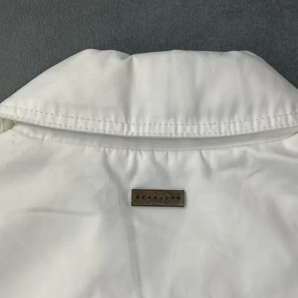 Sean John Jacket Double Breasted Bomber Medium White Cotton Blend Y2K - Image 10