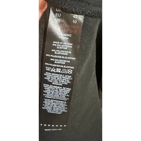 TOPSHOP Black One Shoulder Satin Slip Mini‎ Dress Size US 10 NWT - Image 6