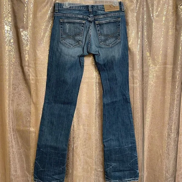 Armani Exchange J57 Ultra Low Rise Faded Wash Straight Leg Jeans, 6R - Image 2
