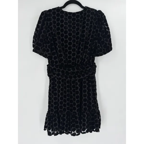 Zara Mini Dress Womens S Black Velvet Polka Dot Puff‎ Sleeve Whimsigoth Romantic - Image 7