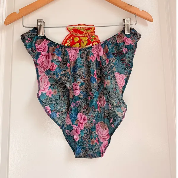 Vintage‎ Victoria Secret Gold Label 2pcs Nightie Undie Satin Floral Sleep Shirt - Image 6