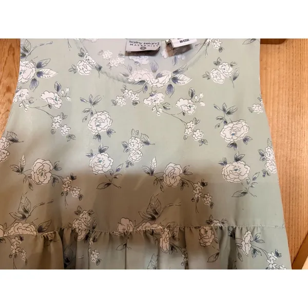 Vintage 90s Kathy Ireland Green Floral Maternity Dress Boho Cottagecore L - Image 4