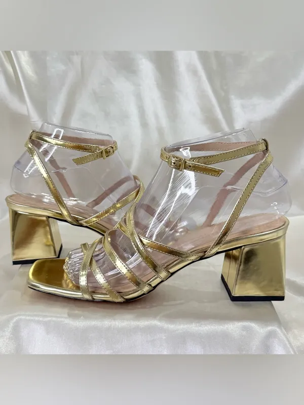J.Crew Layne Strappy Sandals 7 Metallic Gold Wedding Guest Summer Vacay Chic - Image 7