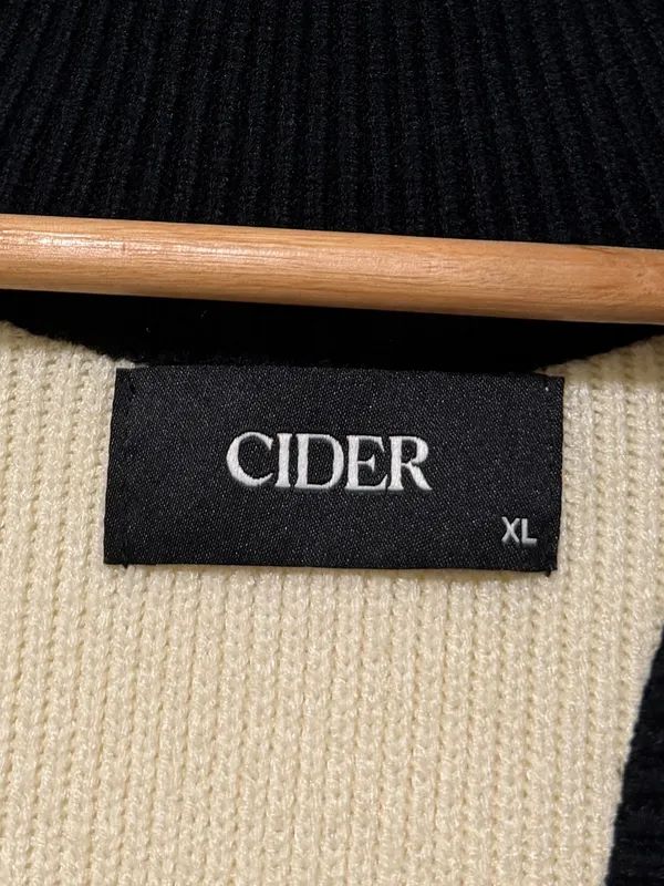 Cider Knit Striped Polo Vest Size XL Sweater Cream Black - Image 3