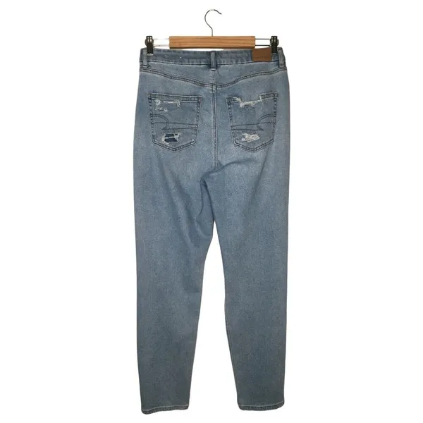 American Eagle Jeans Womens 8 Curvy Mom Jean 90s Distressed Light High Rise Blue - Image 2