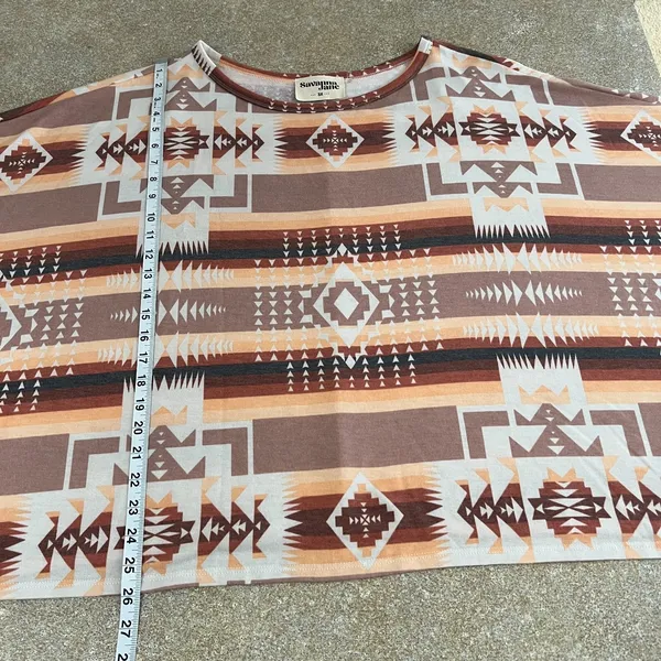 Savanna Jane Top Womens 3X Multicolor Aztec Oversized Dolman Long Sleeve Relaxed - Image 2
