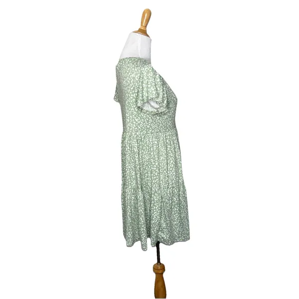 Jessica Simpson Mint Green White Leopard Print Mini Dress Size Large Womens - Image 4