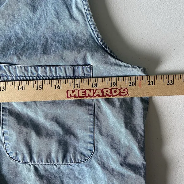 NY Line Vintage 1990's Blue Denim 100% Cotton Tank Top Collar Women Size Medium - Image 8