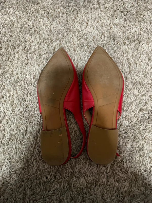 Nordstrom Red Pointed Toe Flats Size 7 - Image 3
