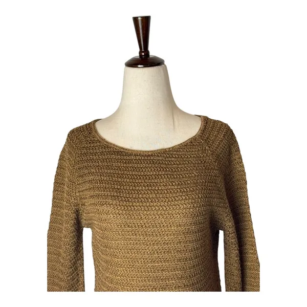 Coincidence & Chance Anthropologie Sweater Women Small Brown Knit Cotton Blend‎ - Image 3