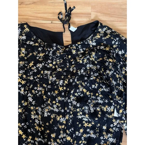 Free People Dessa Bodysuit Puff Sleeve Floral Black Combo Size S - Image 4