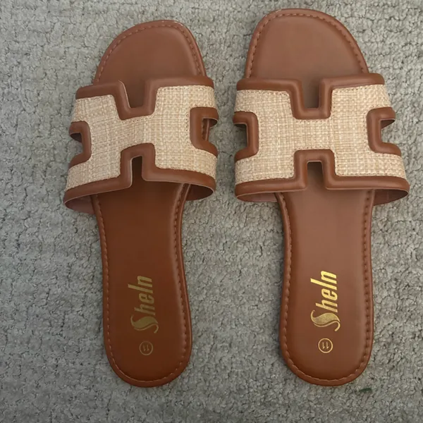 SheIn Brown and Cream Women's Sandals - Image 2