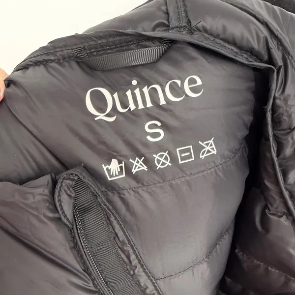 Quince W-JKT-14‎ Womens Black Down Filled Long Puffer Hooded Jacket Size S - Image 3