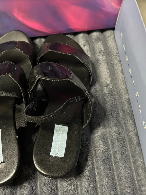 Black Women's Leather Slide Sandals - Brand: - Image 3